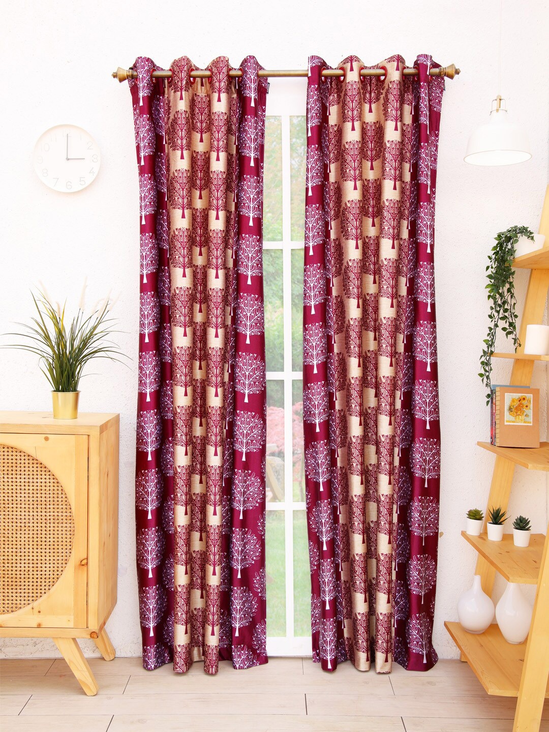 

Ariana Purple & Red Set of 2 Ethnic Motifs Long Door Curtain