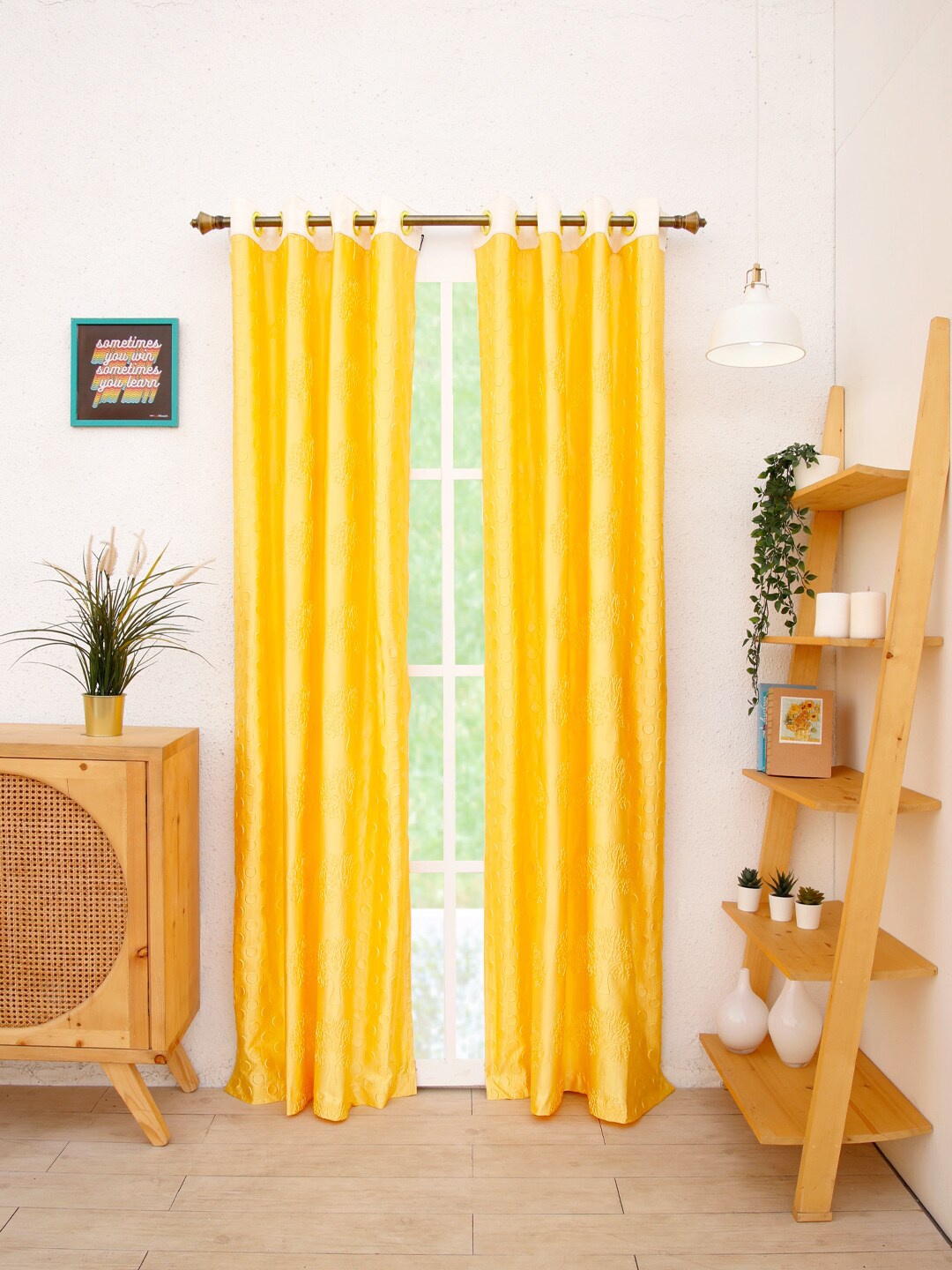 

Ariana Yellow Single Floral Long Door Curtain