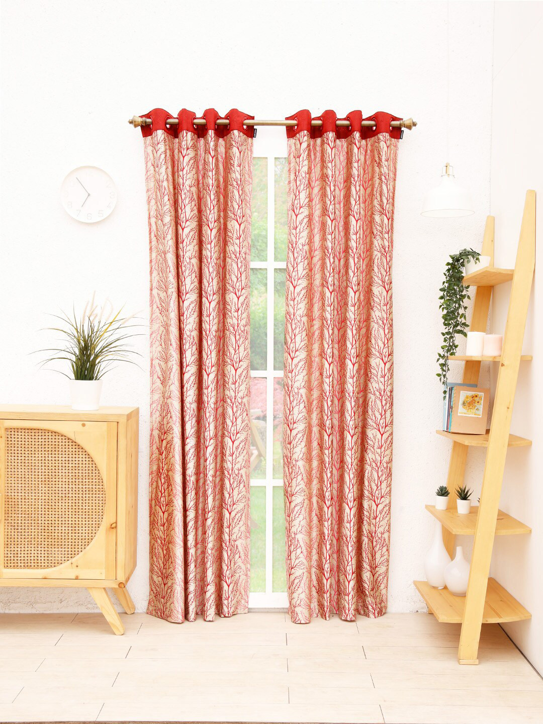 

Ariana Red & Beige Set of 2 Ethnic Motifs Door Curtain
