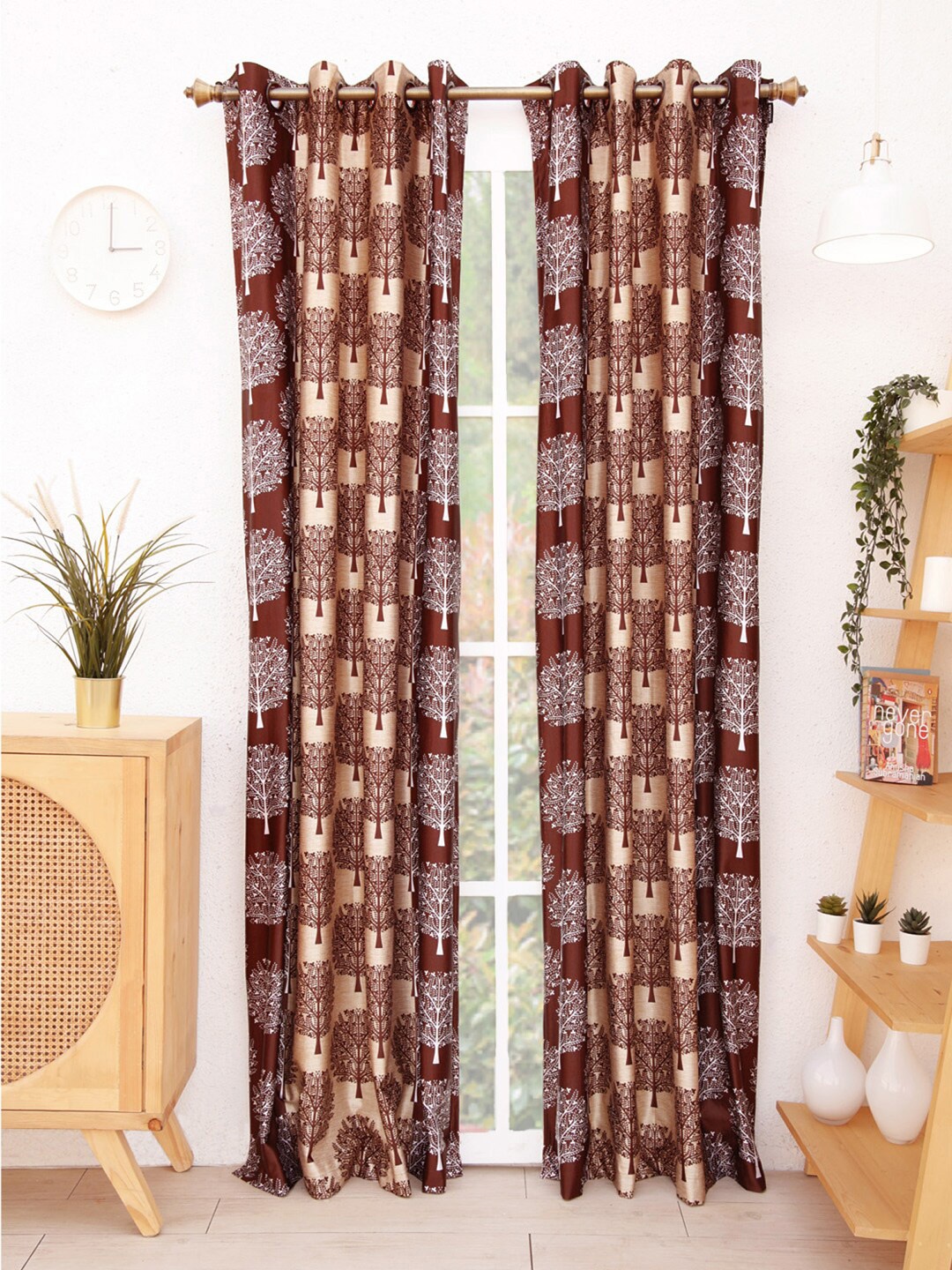 

Ariana Brown & Cream-Coloured Set of 2 Floral Long Door Curtain