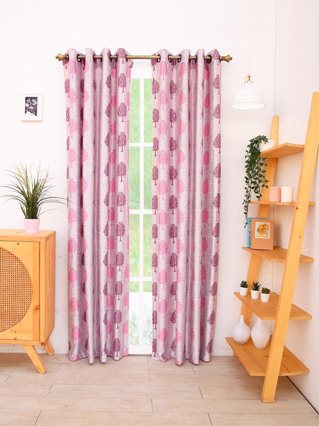 

Ariana Pink Set of 1 Ethnic Motifs Long Door Curtain