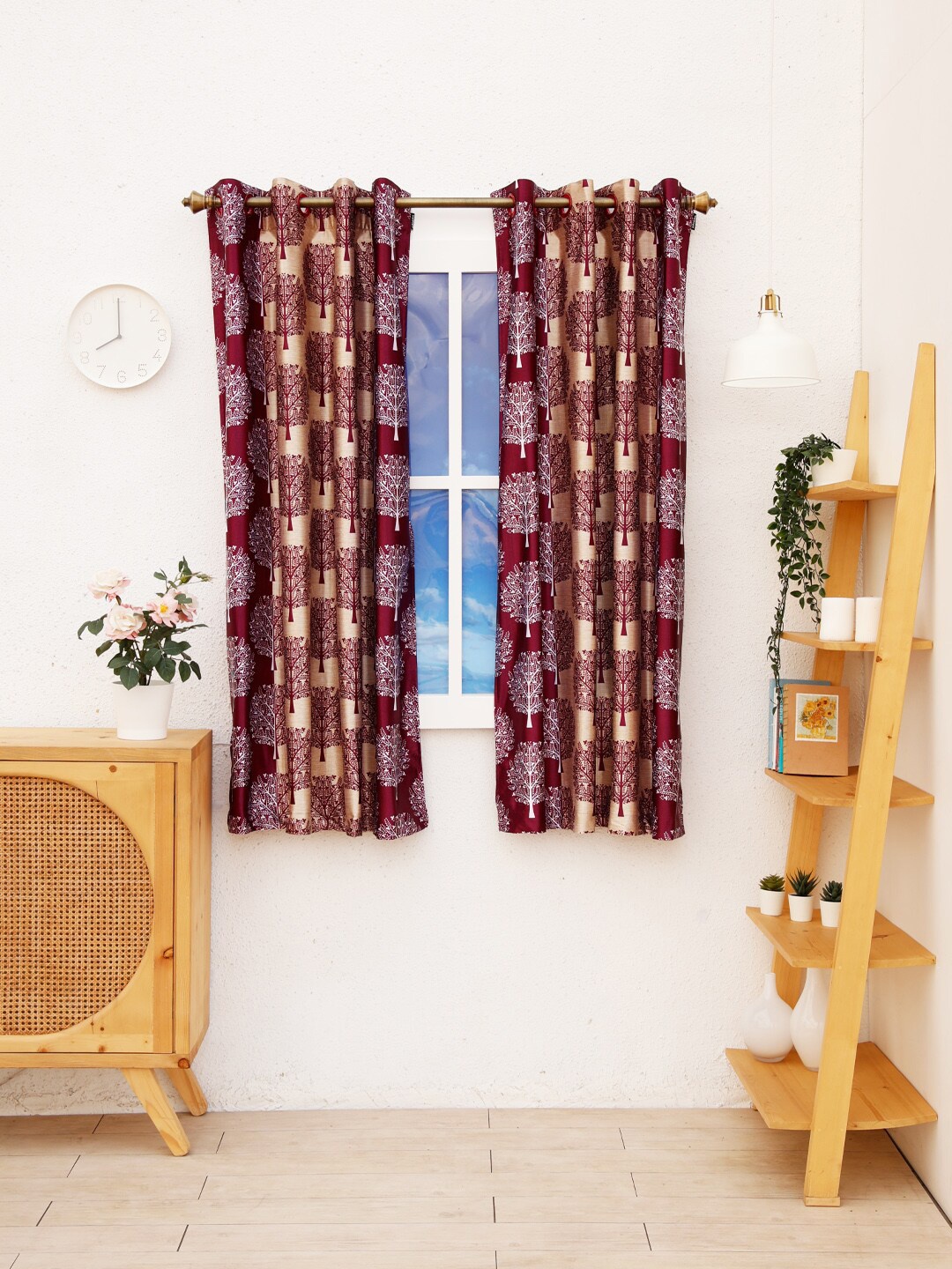 

Ariana Purple Set of 2 Floral Window Curtain