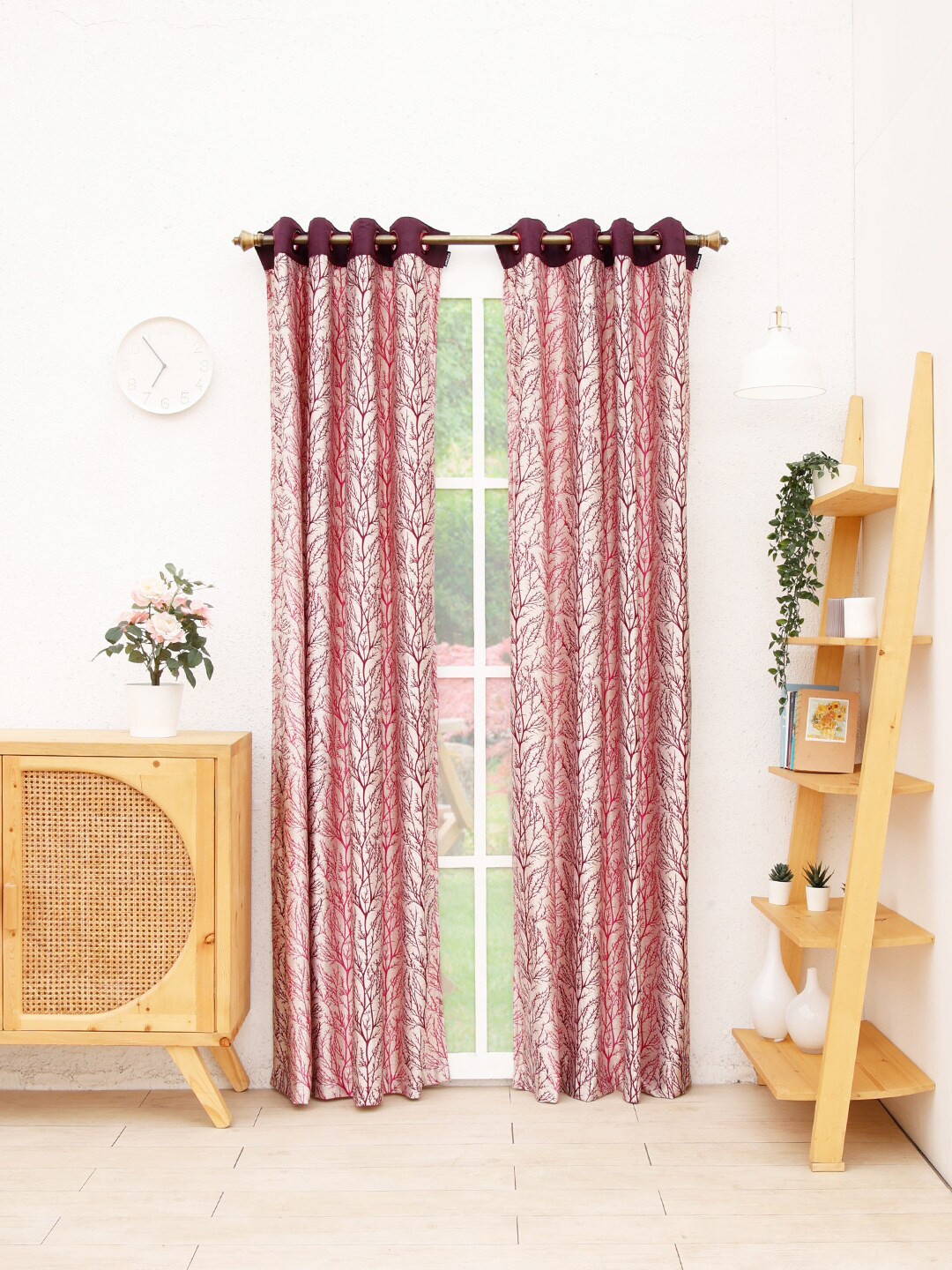

Ariana Purple Set of 2 Floral Long Door Curtain