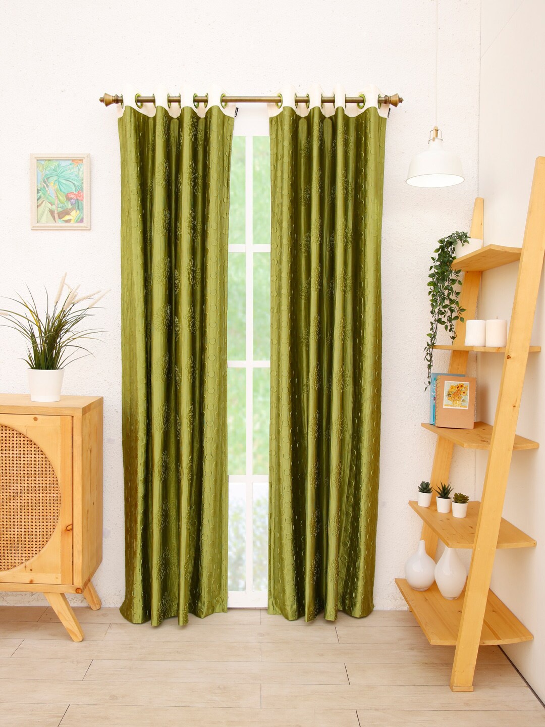 

Ariana Pack of 1 Floral Door Curtain, Green