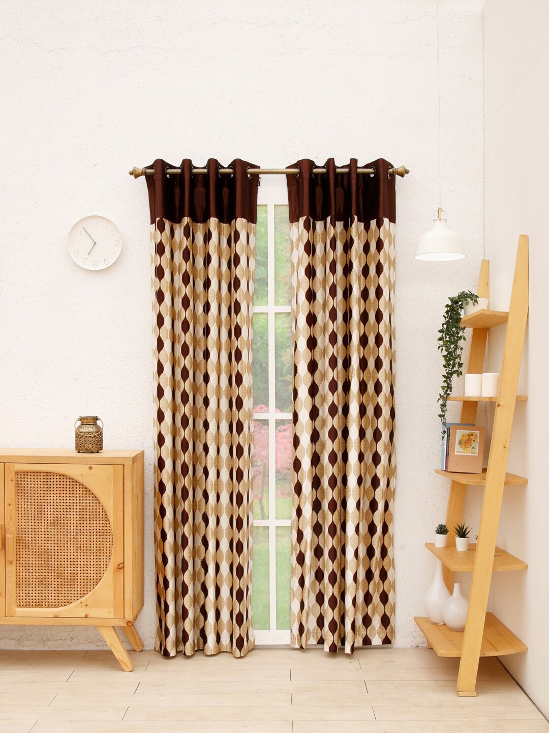 

Ariana Brown &Beige Set of 1 Geometric Door Curtains