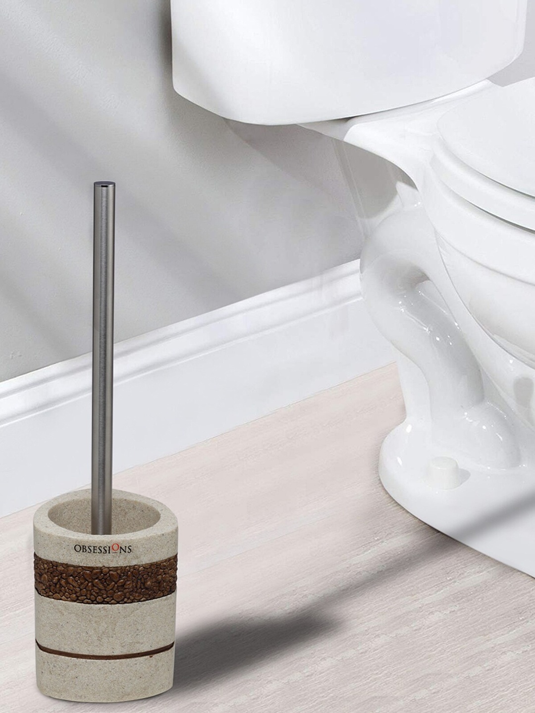 

OBSESSIONS Brown & White Solid Alvina Toilet Brush Holder