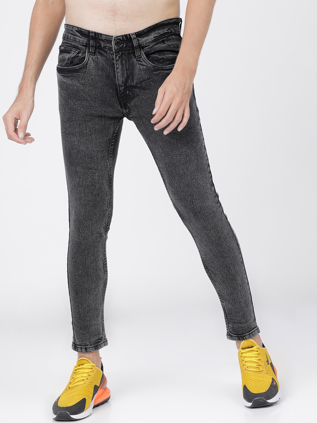 

HIGHLANDER Men Grey Tapered Fit Heavy Fade Stretchable Jeans