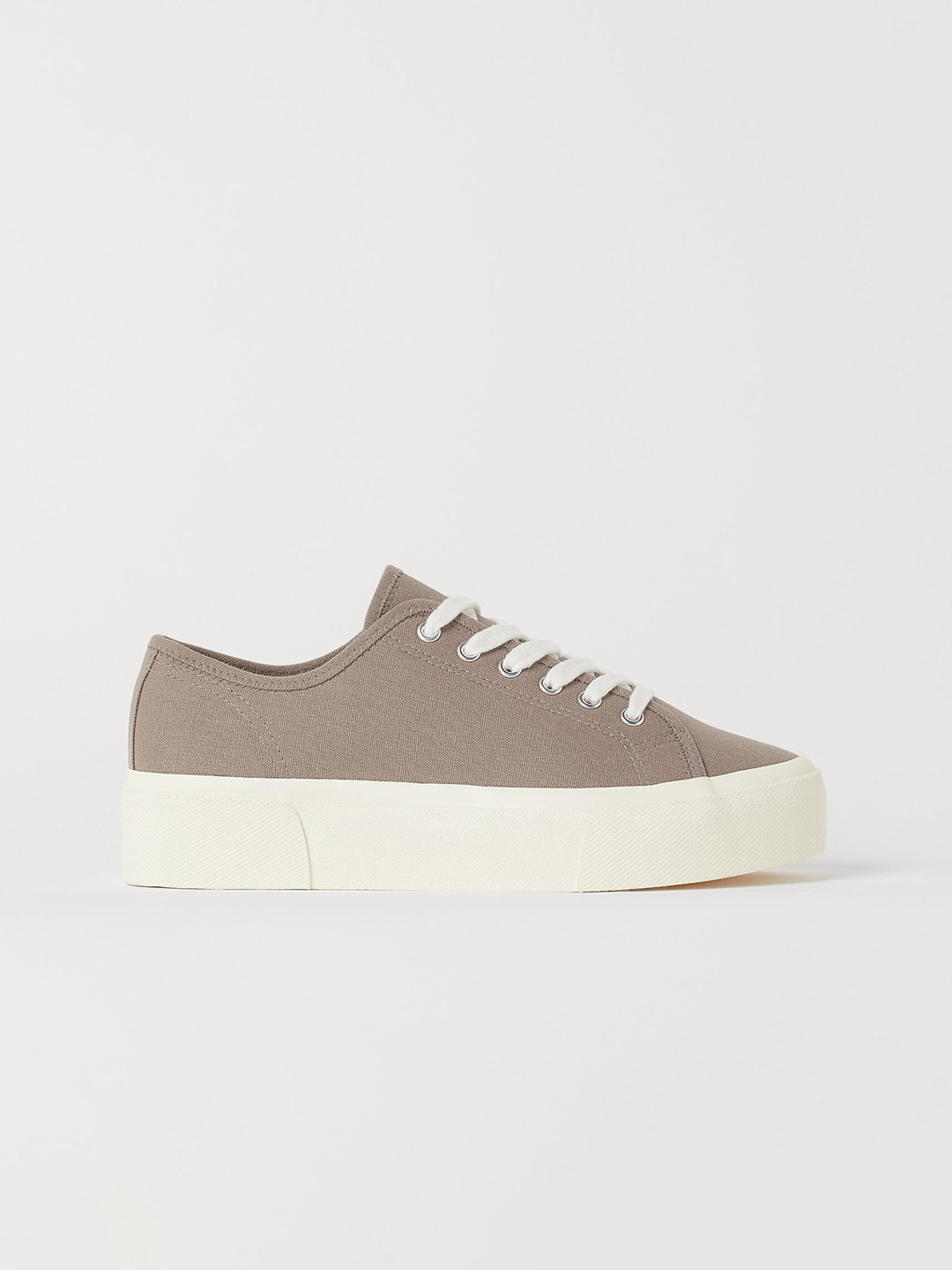 

H&M Women Beige Solid Platform Canvas Trainers