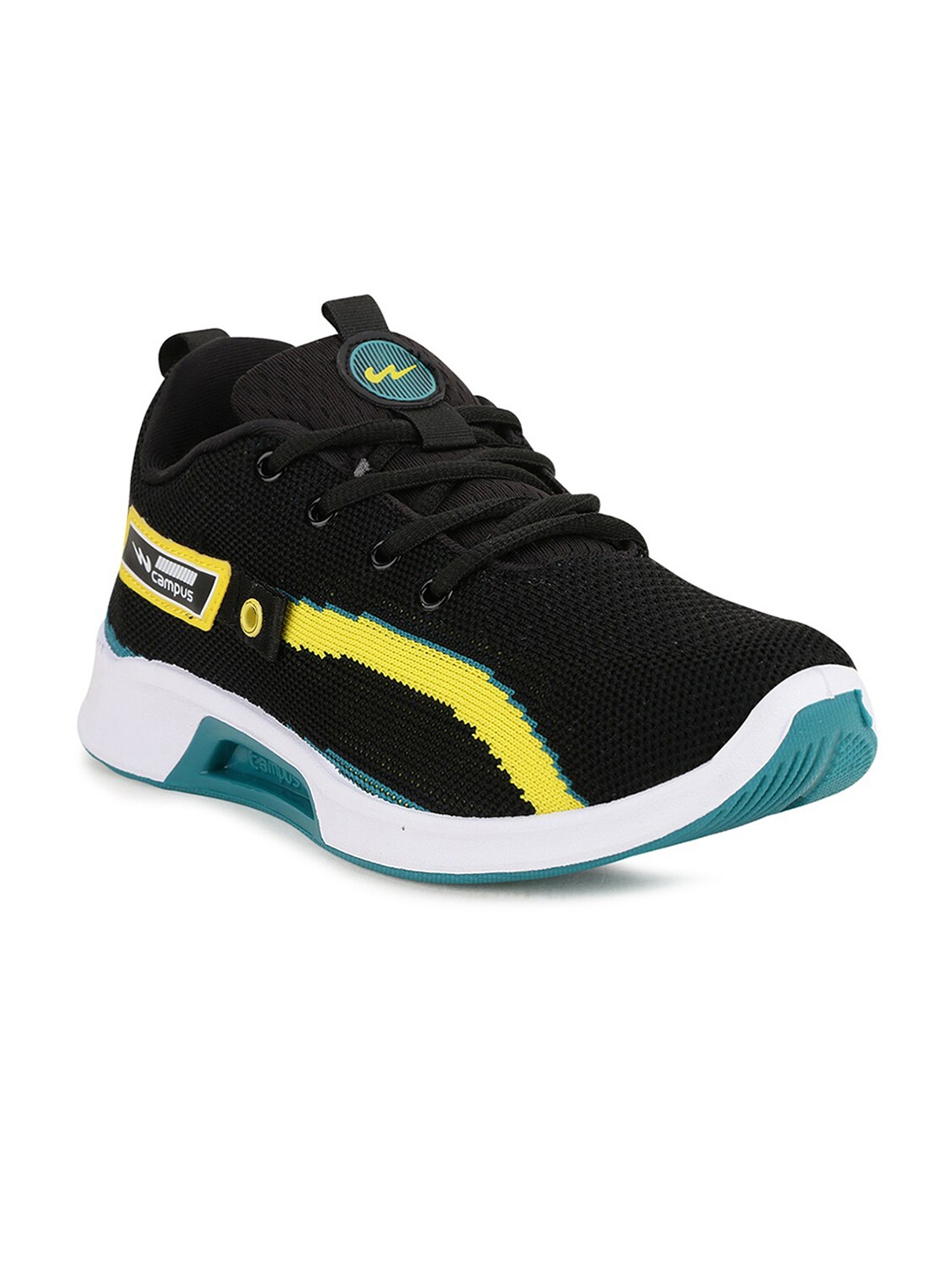 

Campus Kids Black & Yellow Patterned Mesh Running Shoes