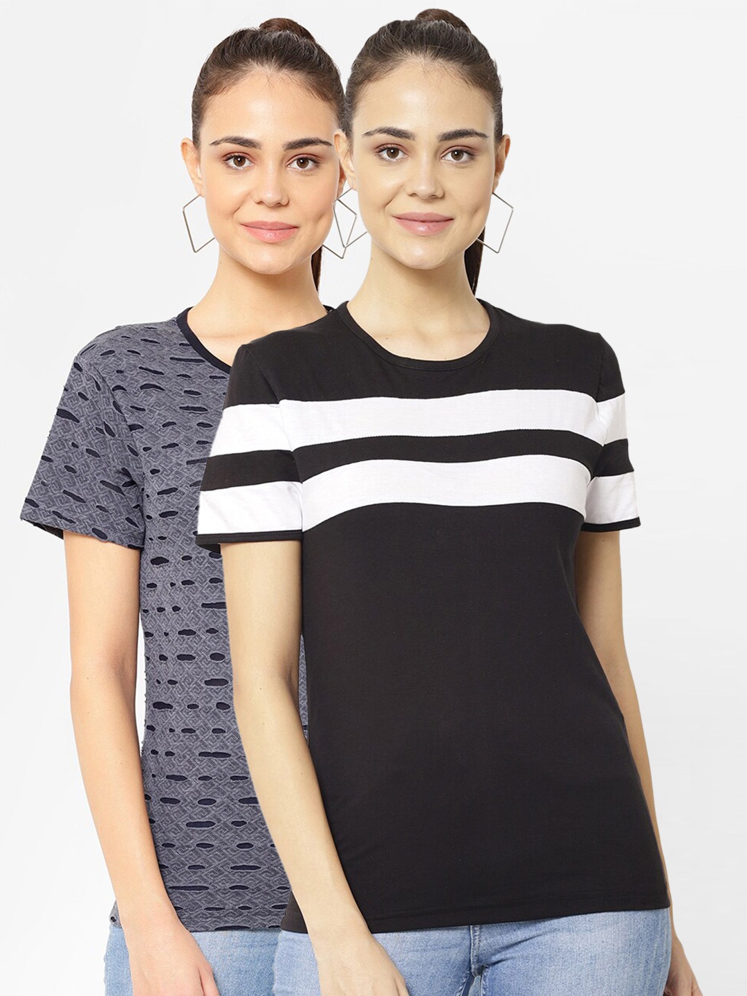 

MACK JONNEY Women Pack Of 2 T-shirt, Black