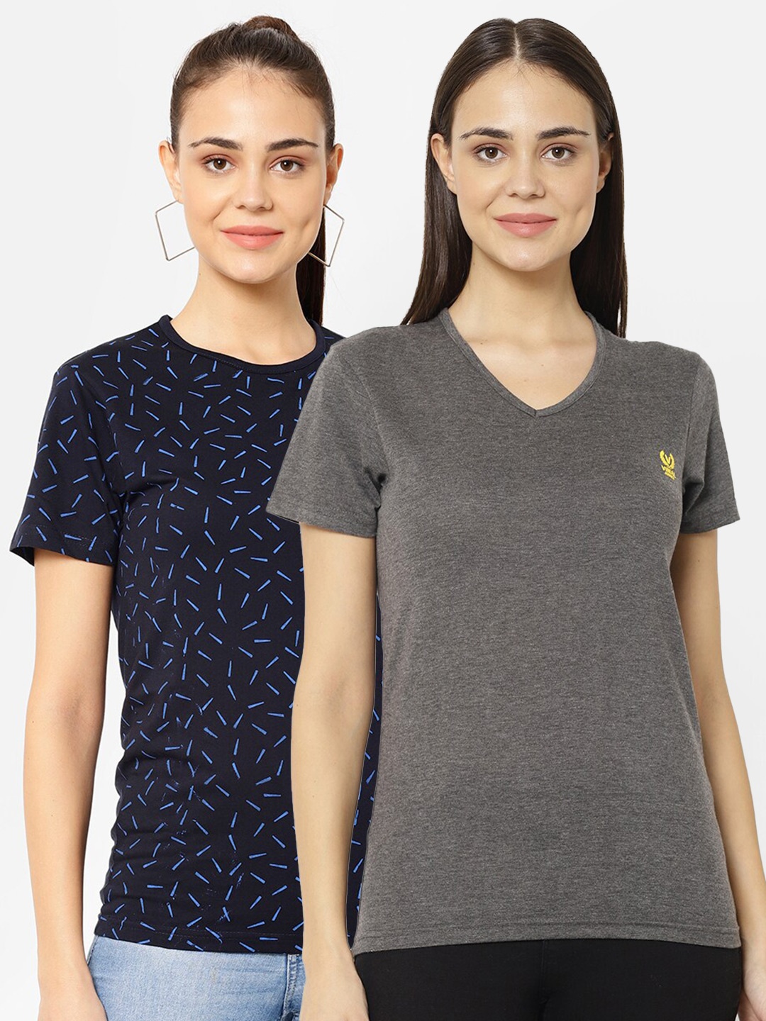 

MACK JONNEY Women Pack Of 2 T-shirt, Grey