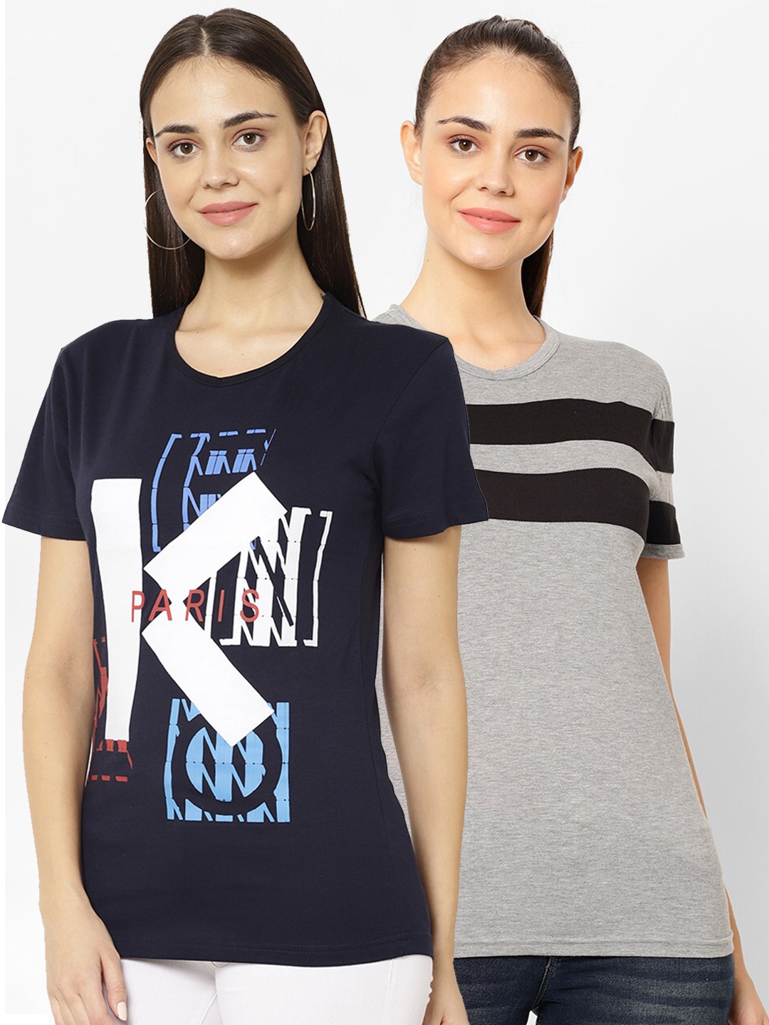 

MACK JONNEY Women Pack of 2 T-shirts, Navy blue