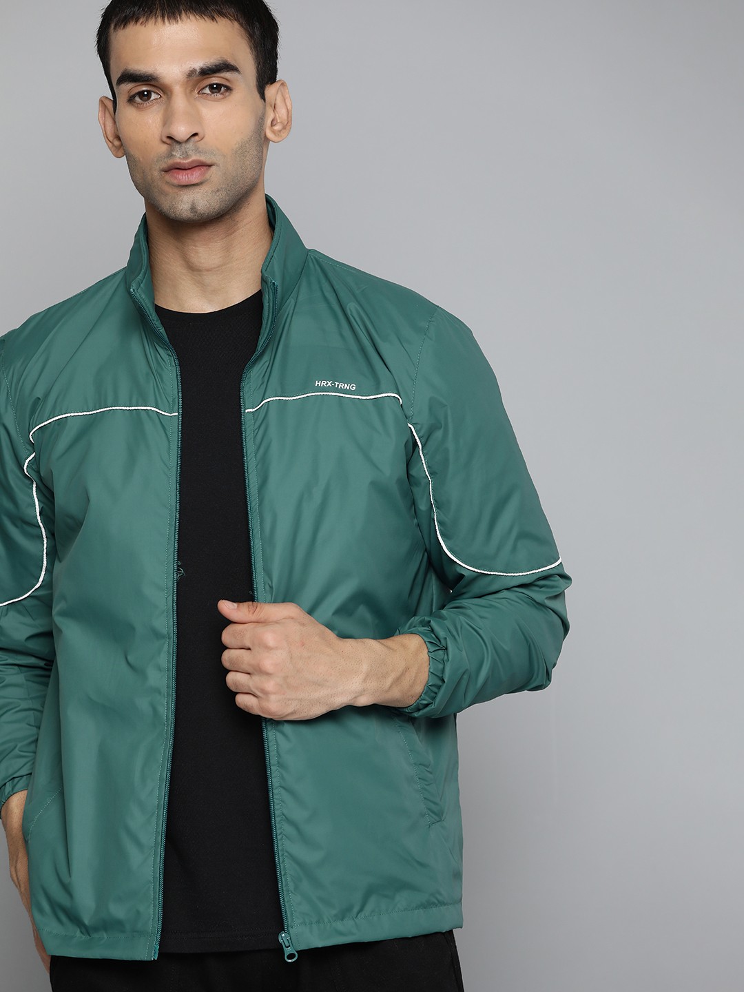 

HRX by Hrithik Roshan Men Green Brand Logo Detail Training or Gym Tailored Jacket
