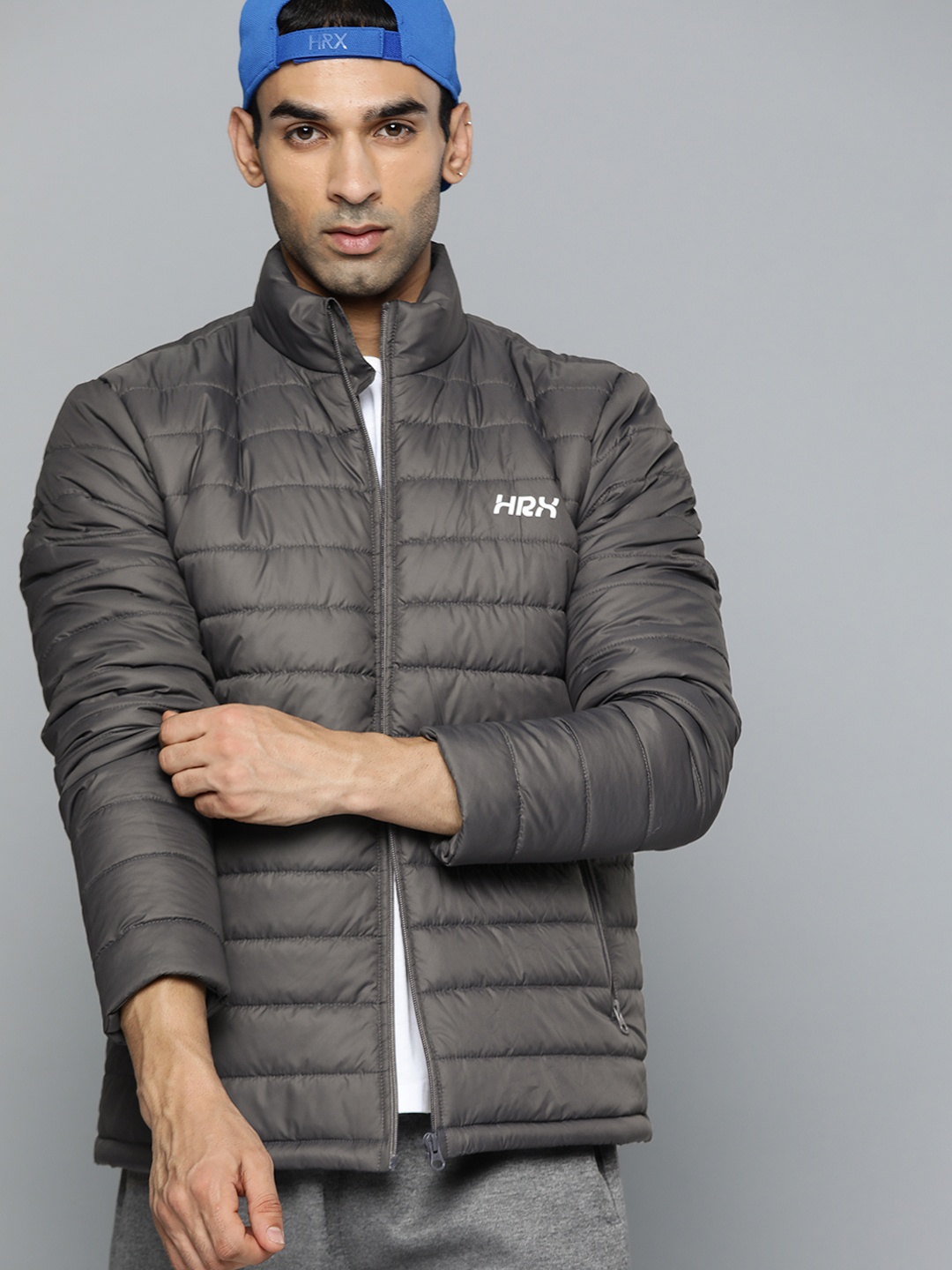

HRX by Hrithik Roshan Men Charcoal Grey Pure Cotton Sporty Jacket