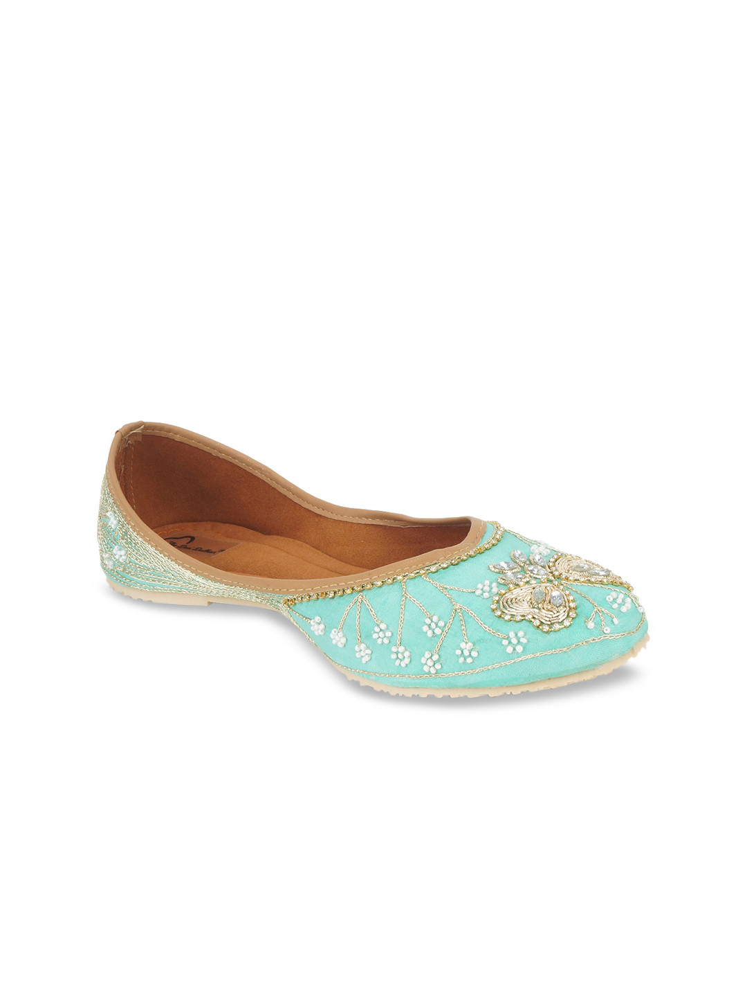 

The Desi Dulhan Women Blue Printed Mojaris Flats