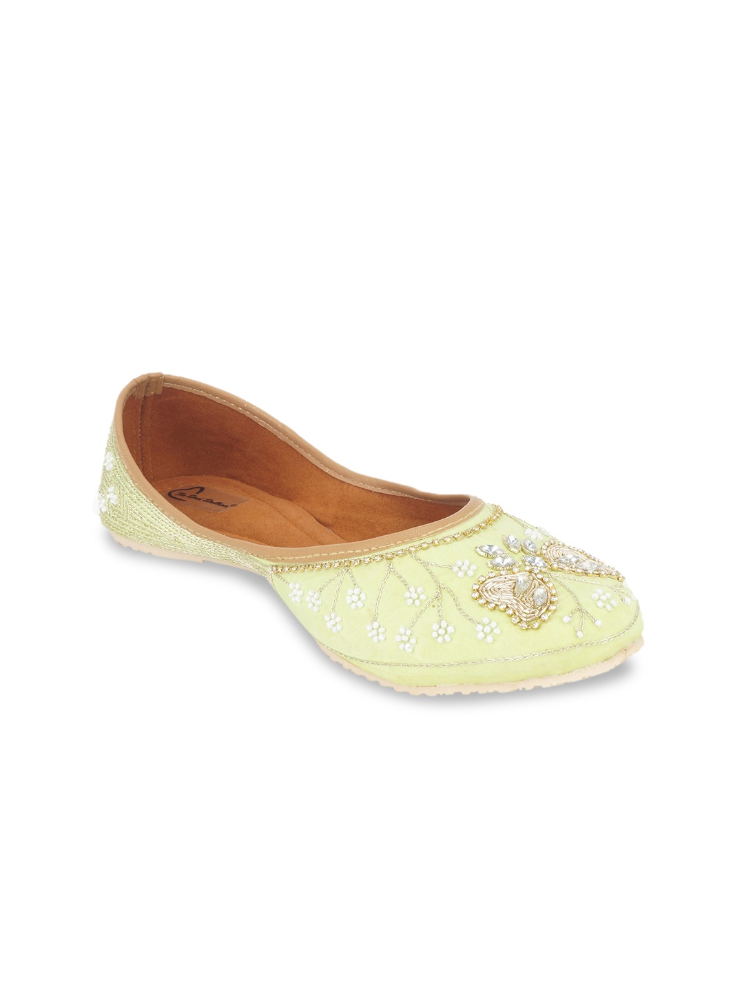 

The Desi Dulhan Women Green Ethnic Embellished Mojaris