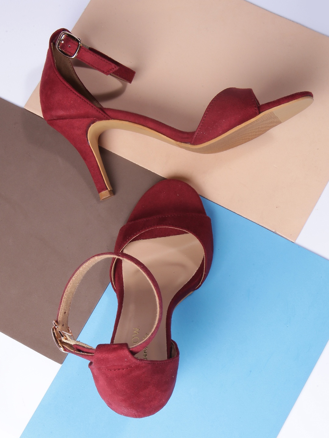 

Monrow Maroon PU Slim Heeled Sandals