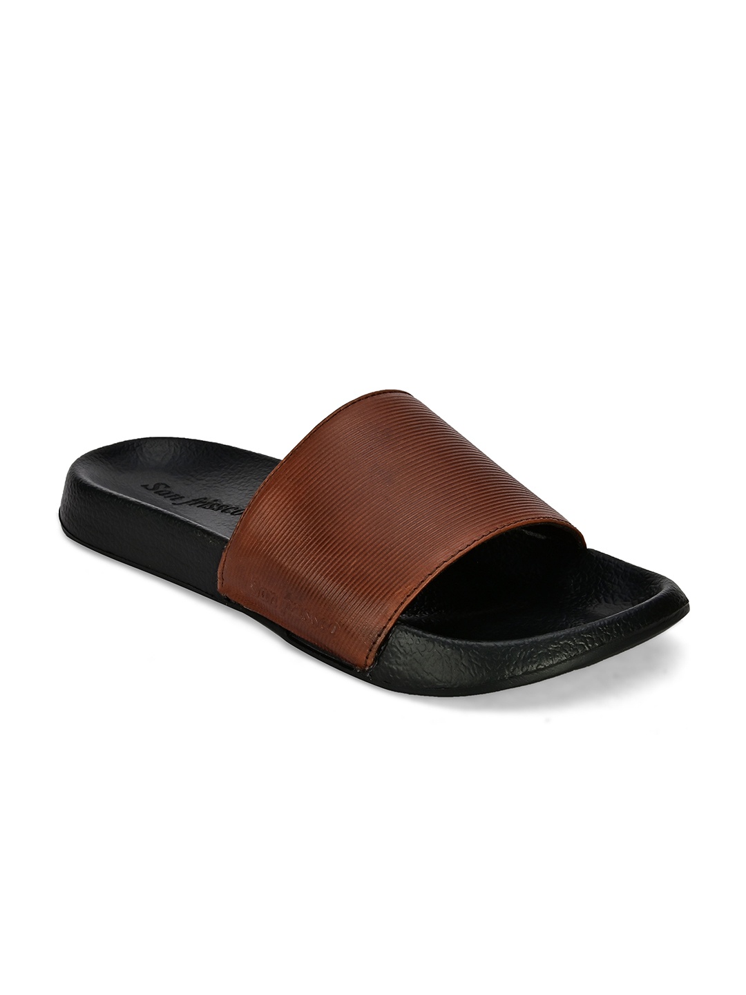 

San Frissco Men Tan Solid Comfort Sliders