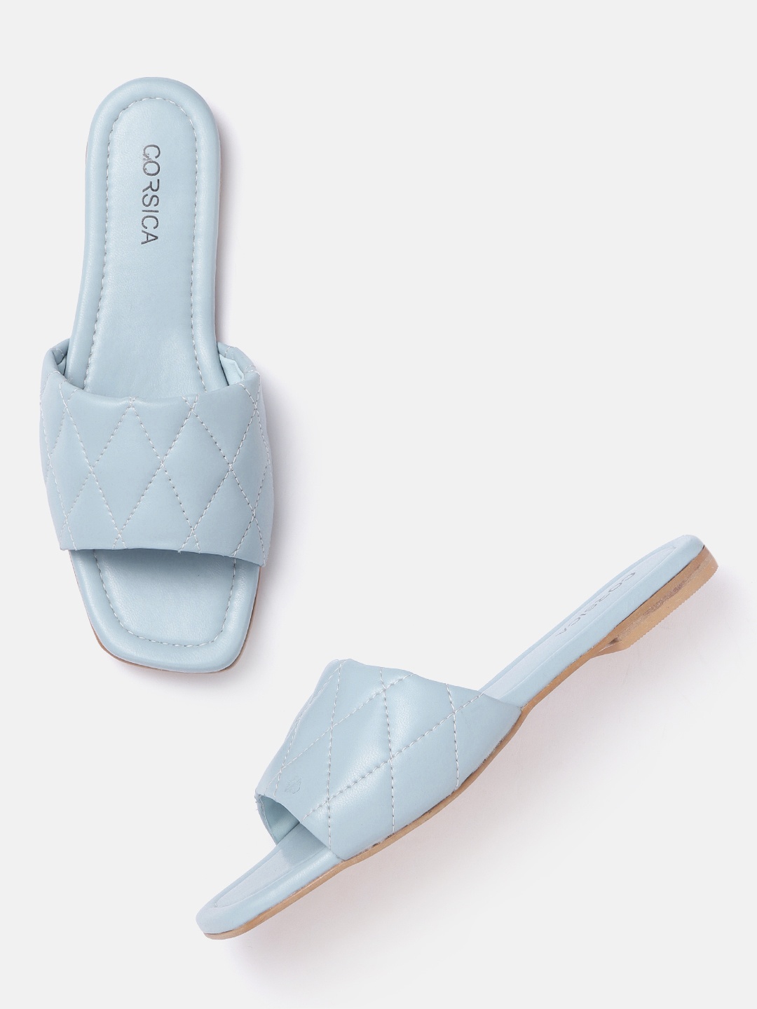 

CORSICA Women Blue Solid Quilted Open Toe Flats