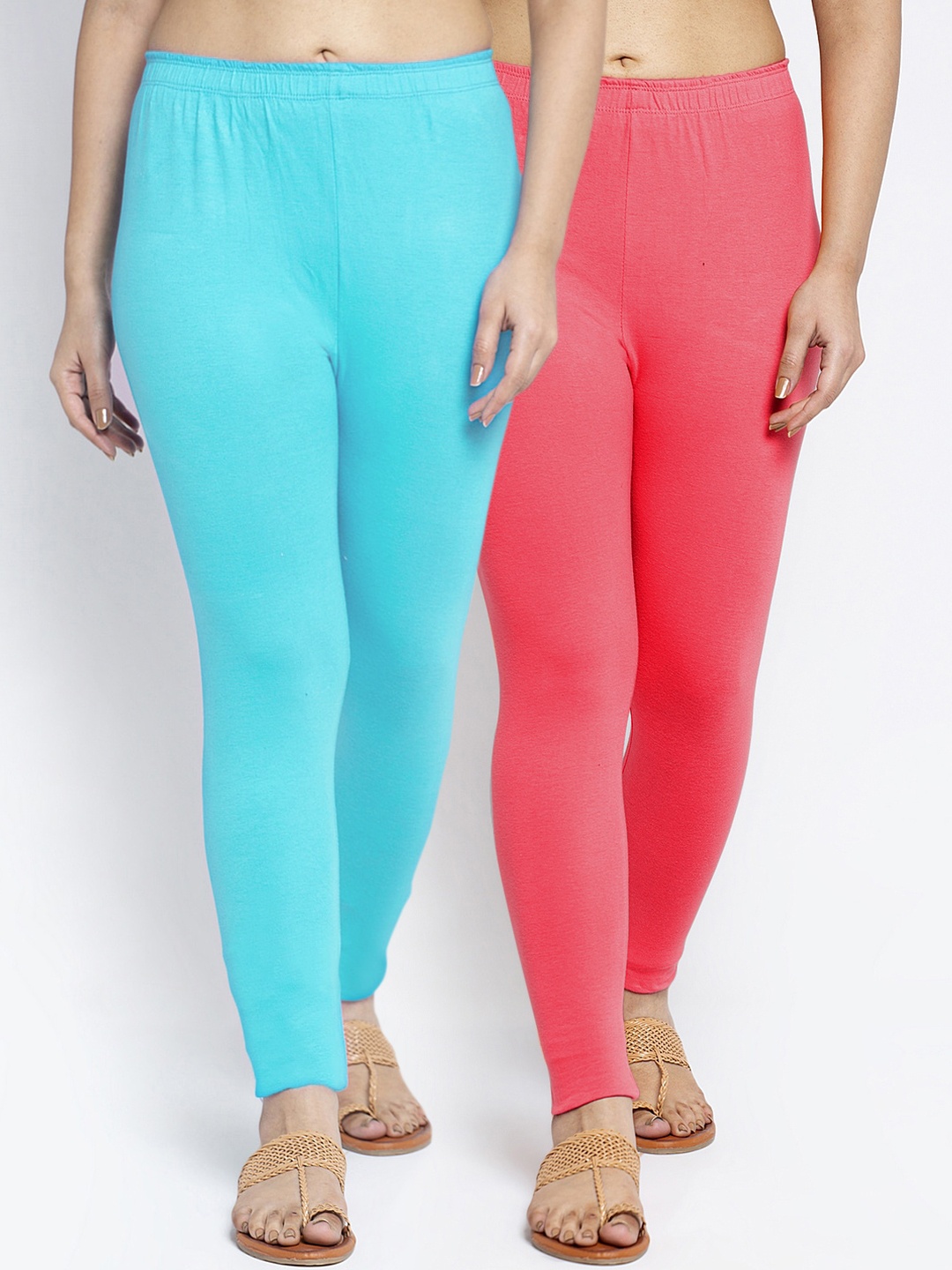 

GRACIT Women Pack Of 2 Pink & Blue Ankle-Length Leggings