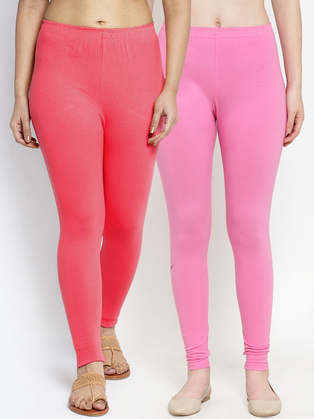 

GRACIT Women Pack Of 2 Ankle-Length Leggings, Pink