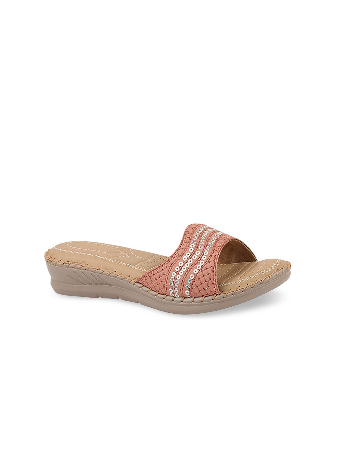 

Shoetopia Pink Embellished Wedge Sandals
