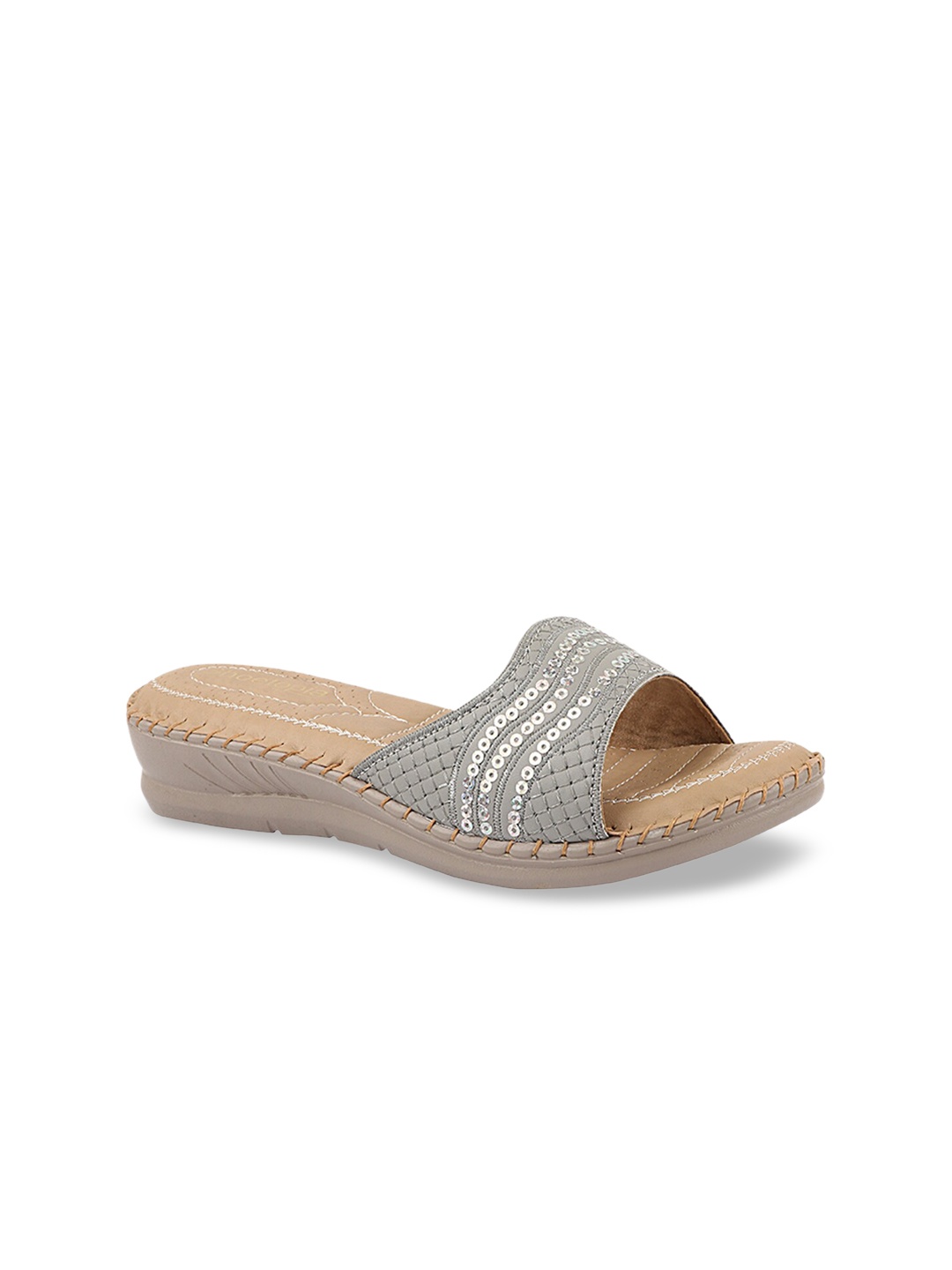 

Shoetopia Grey Sequined Embellished Platform Sandals