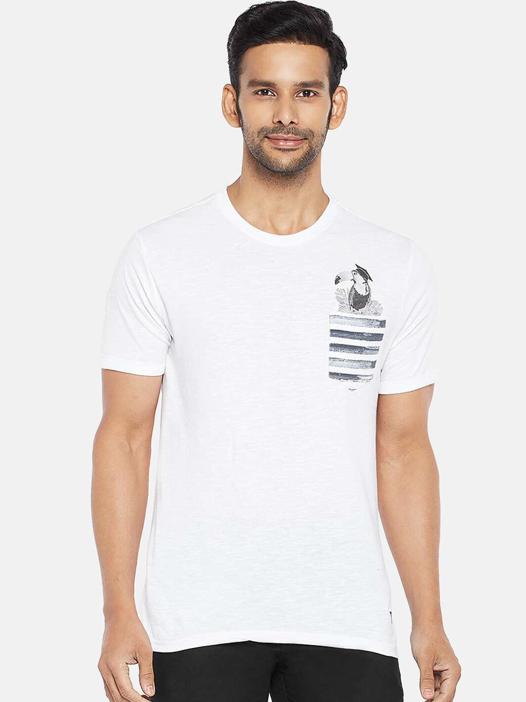 

Urban Ranger by pantaloons Men White Printed Slim Fit T-shirt