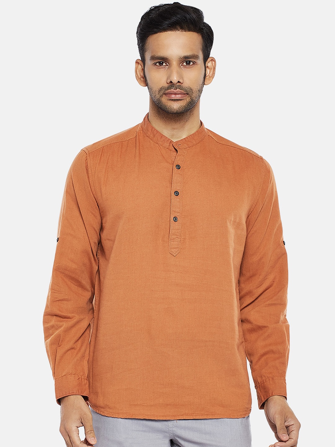 

Urban Ranger by pantaloons Men Rust Orange Solid Casual Shirt