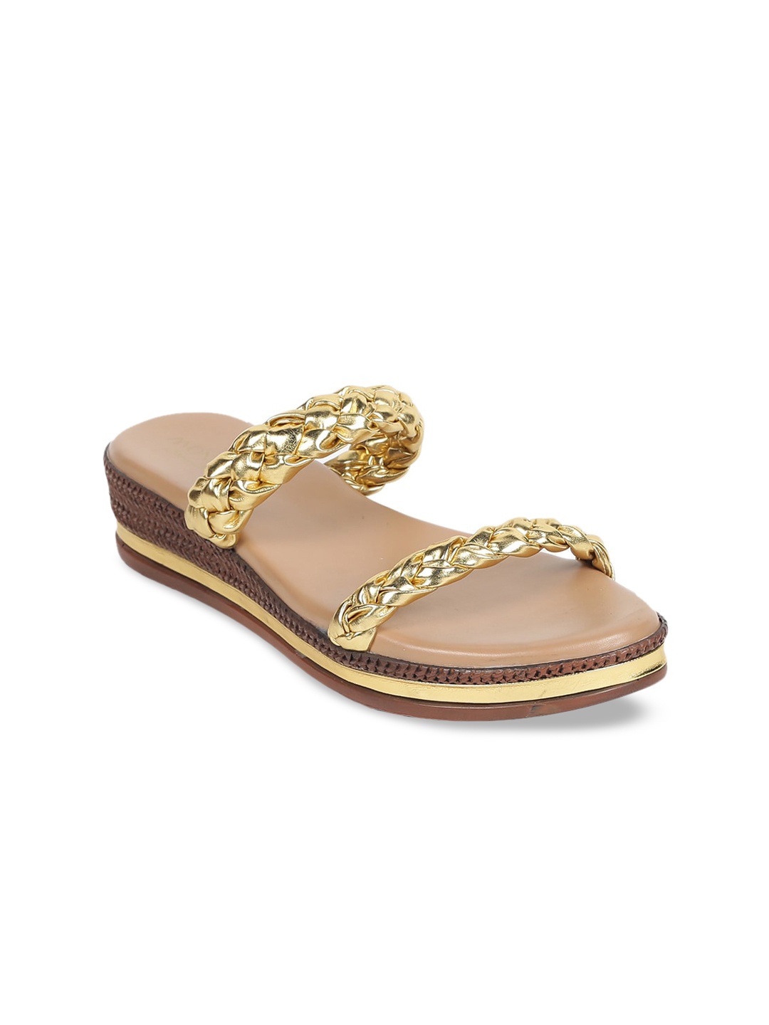 

Monrow Gold-Toned Textured PU Wedge Sandals