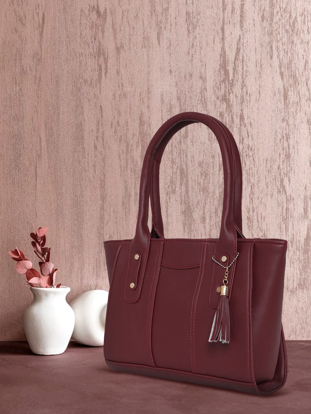 

Fostelo Women Maroon Structured Shoulder Bag with Tassels