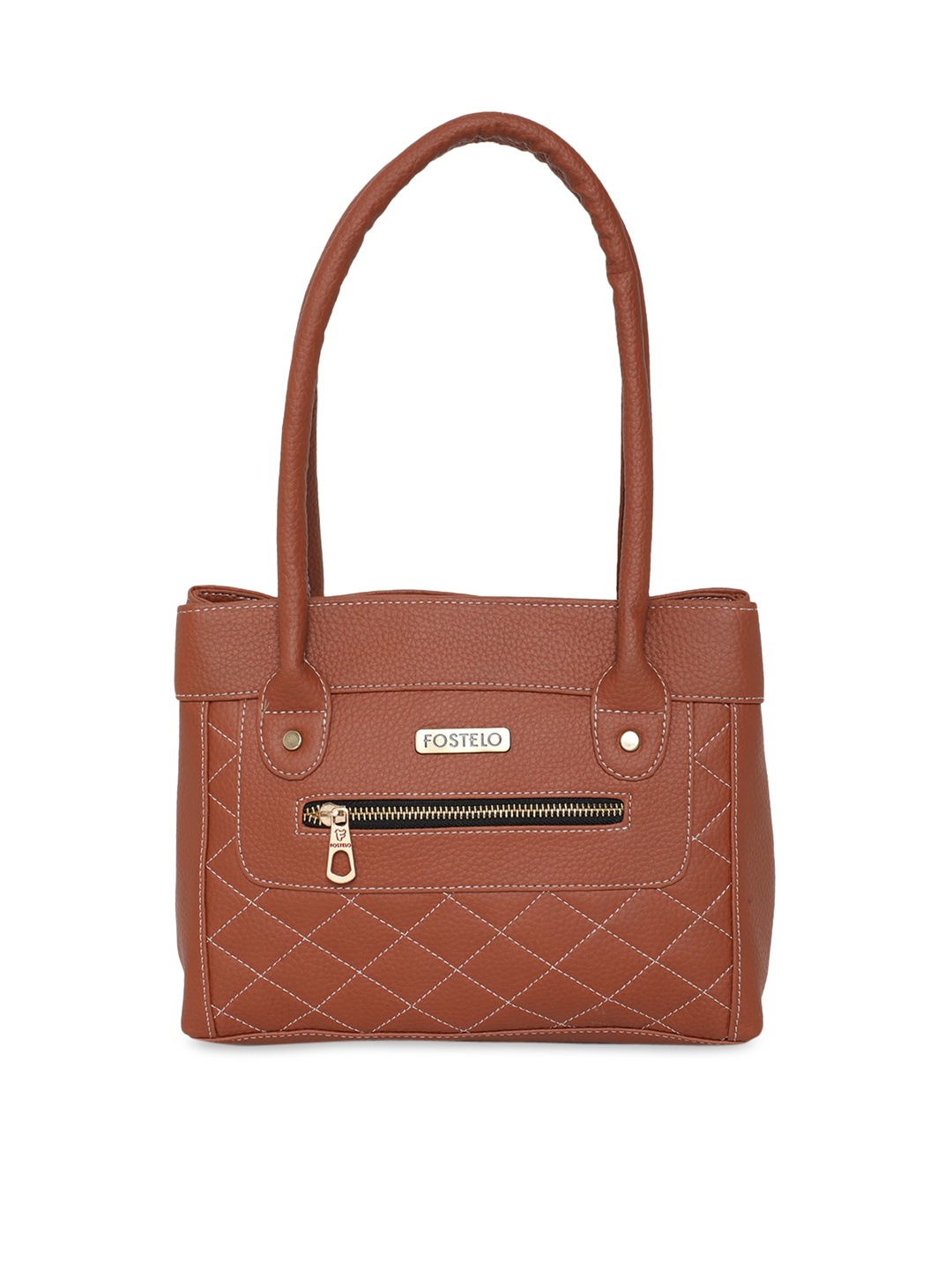 

Fostelo Women Tan Quilted Structured Shoulder Bag