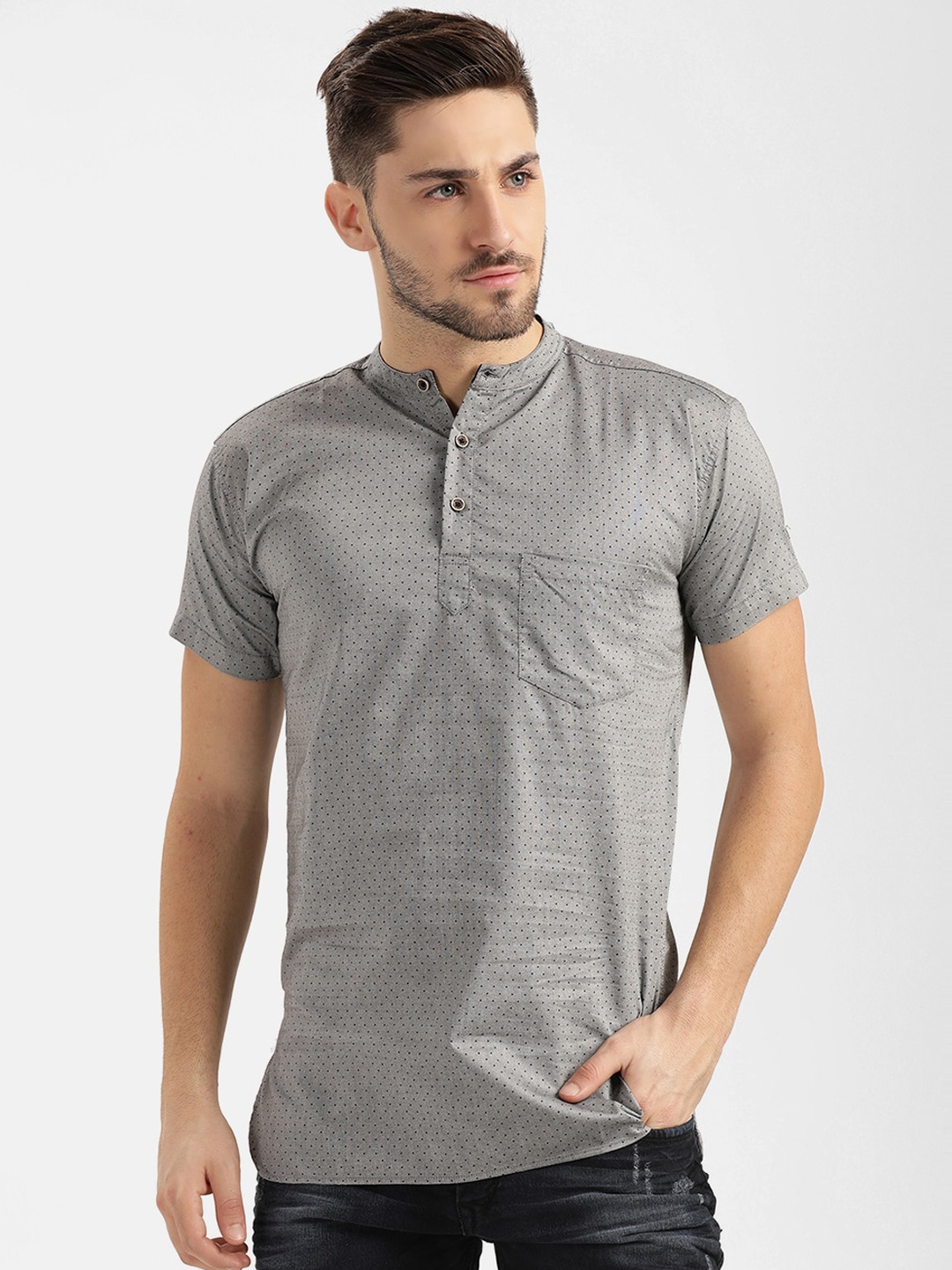 

V2 Value & Variety Men Grey Printed Kurta