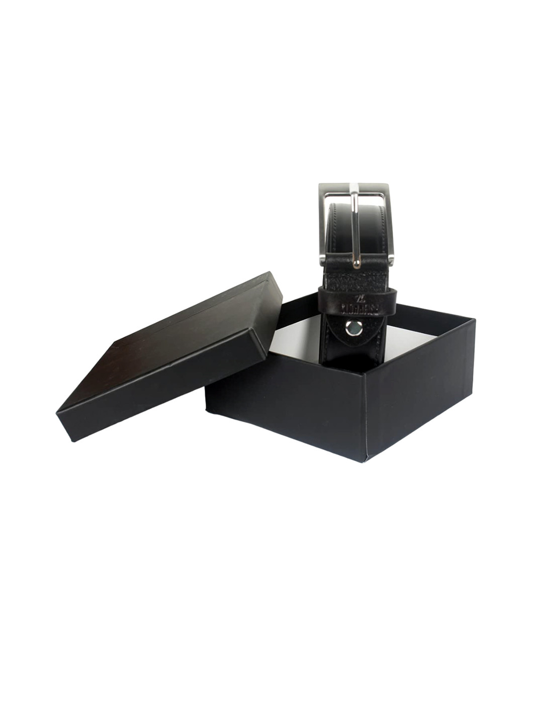 

THE CLOWNFISH Men Black Leather Belt