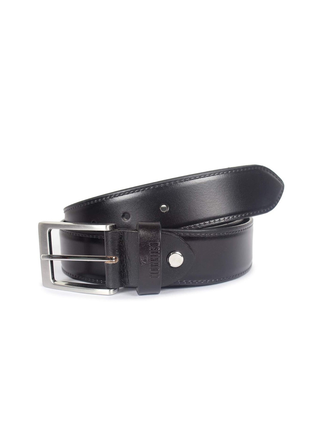 

THE CLOWNFISH Men Black Leather Belt