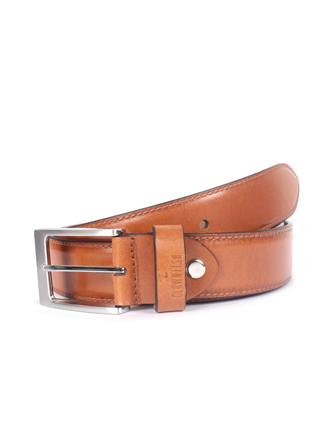 

THE CLOWNFISH Men Brown Leather Belt