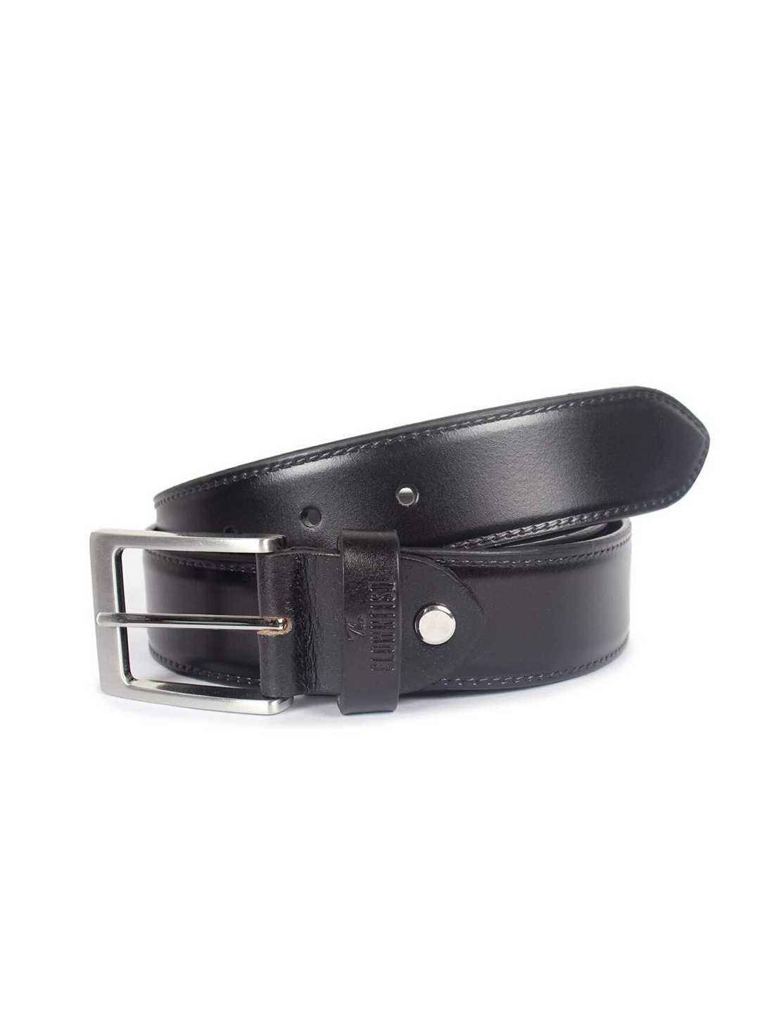 

THE CLOWNFISH Men Black Leather Formal Belt