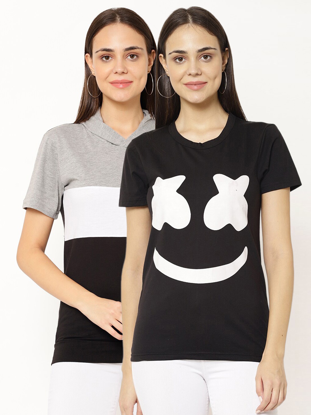 

VIMAL JONNEY Women Black Printed T-shirt