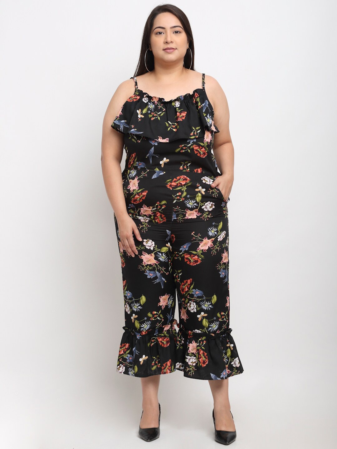 

Flambeur Black & Green Printed Basic Jumpsuit