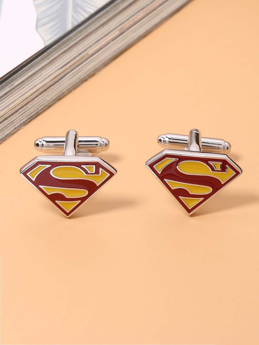 

Tistabene Men Yellow Superman Cufflinks, Silver
