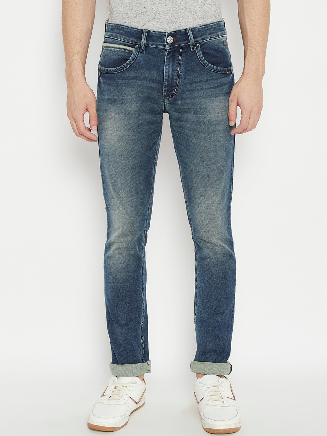 

Crimsoune Club Men Blue Slim Fit Heavy Fade Stretchable Jeans