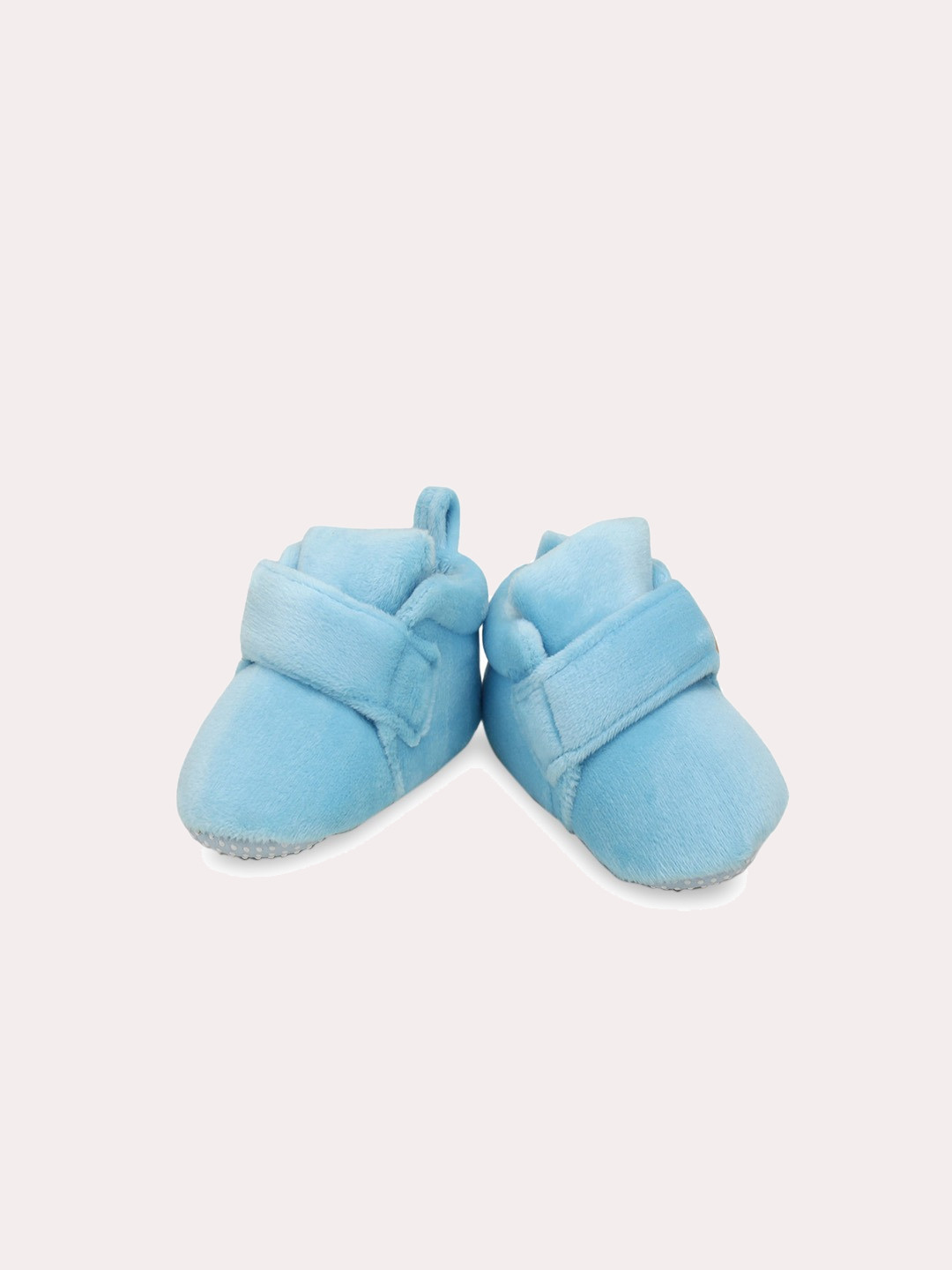 

Superminis Infant Kids Blue Solid Cotton Ankle-Length Booties