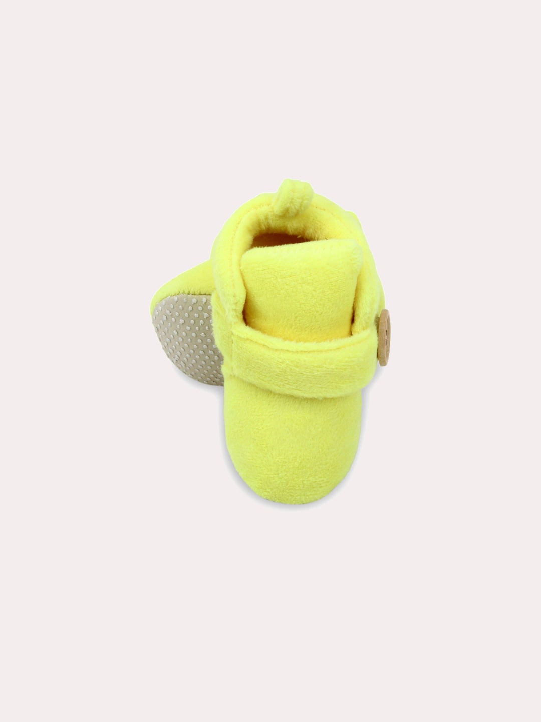 

Superminis Infant Kids Yellow Solid Cotton Ankle-Length Booties