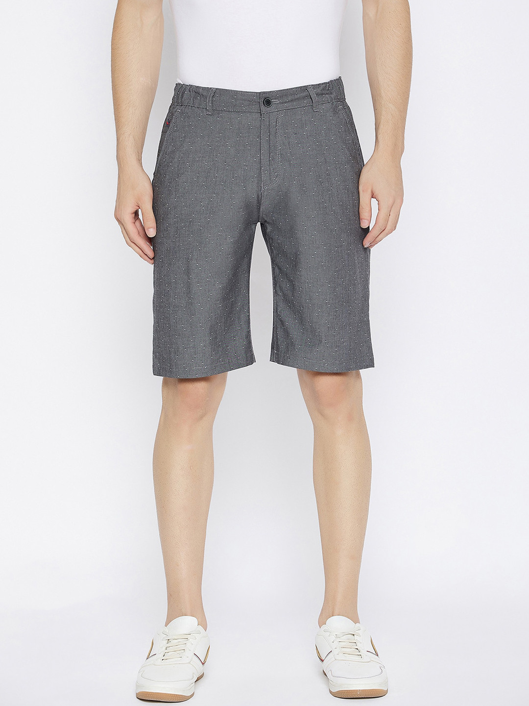 

Crimsoune Club Men Grey Printed Slim Fit Mid-Rise Regular Shorts