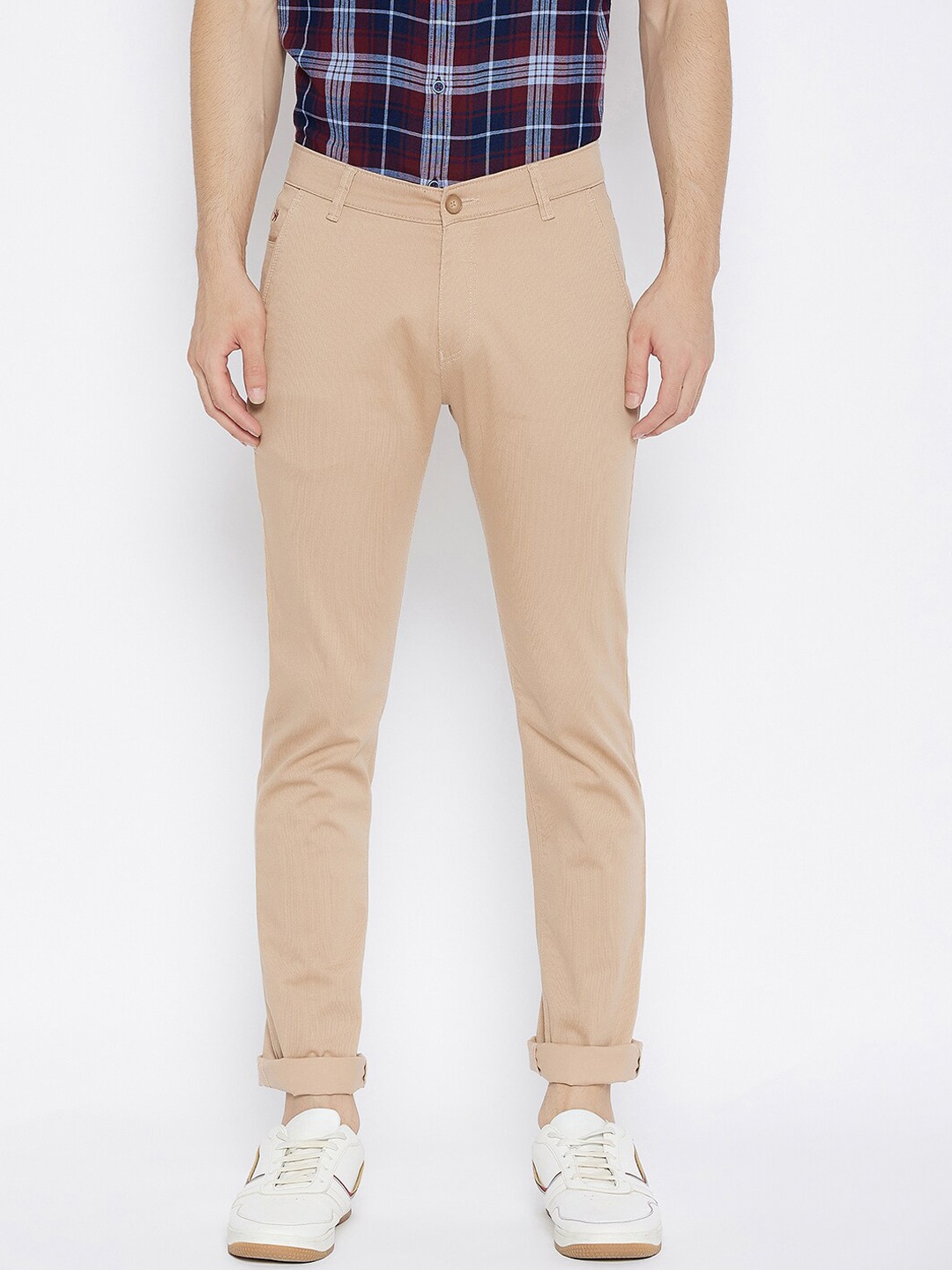 

Crimsoune Club Men Beige Slim Fit Chinos Trousers