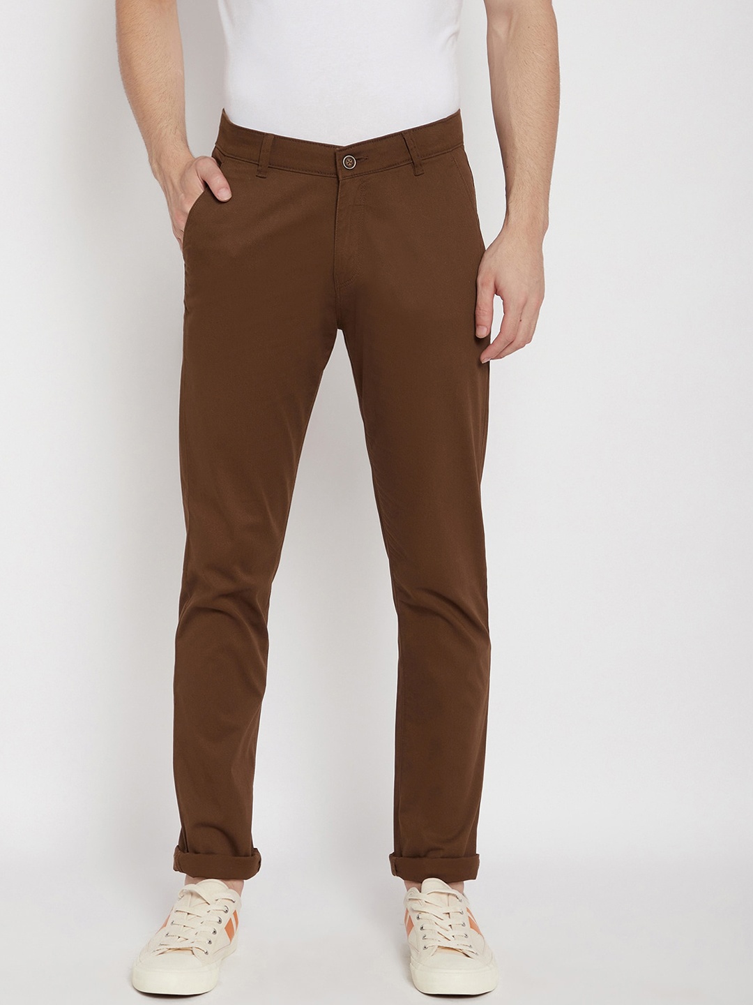 

Crimsoune Club Men Brown Mid-Rise Slim Fit Trousers