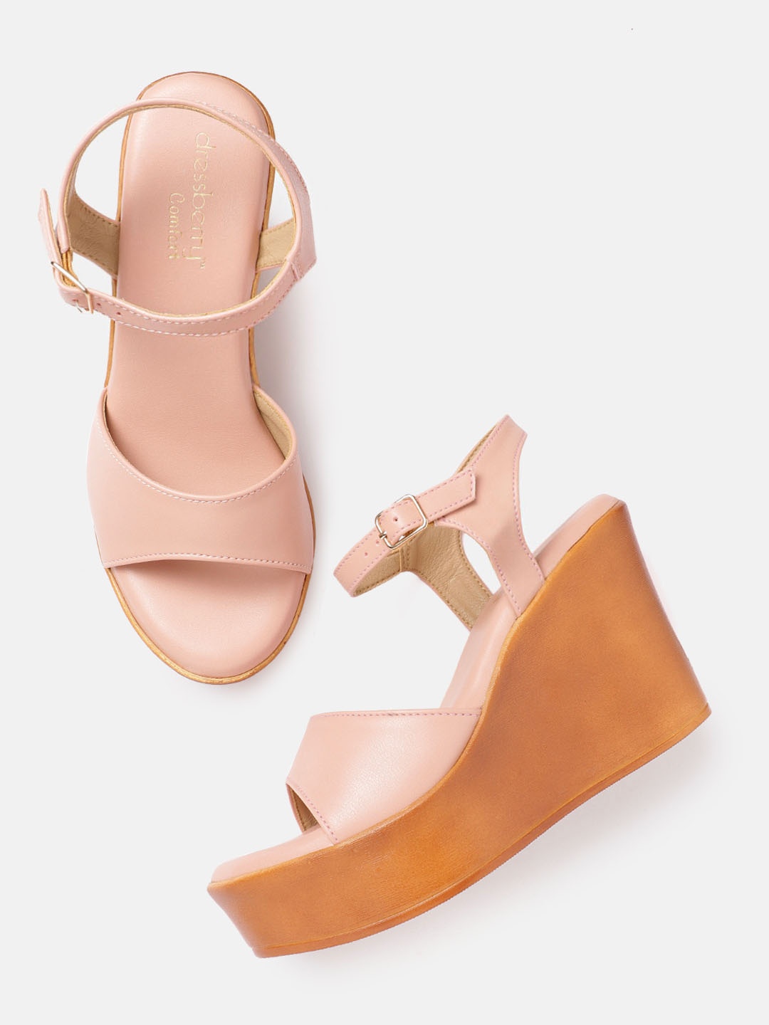 

DressBerry Women Pink Solid Wedges