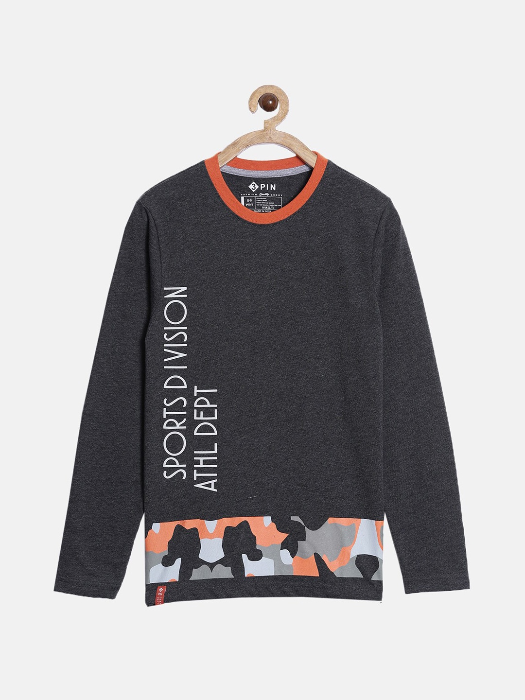 

3PIN Kids-Boys Grey Typography Printed T-shirt