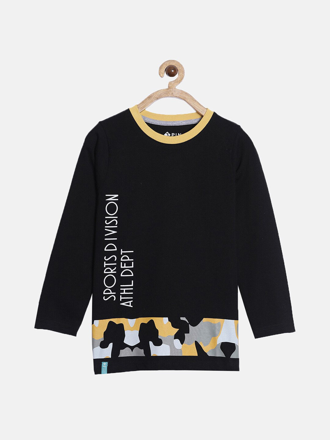 

3PIN Kids-Boys Black & Orange Typography Printed T-shirt