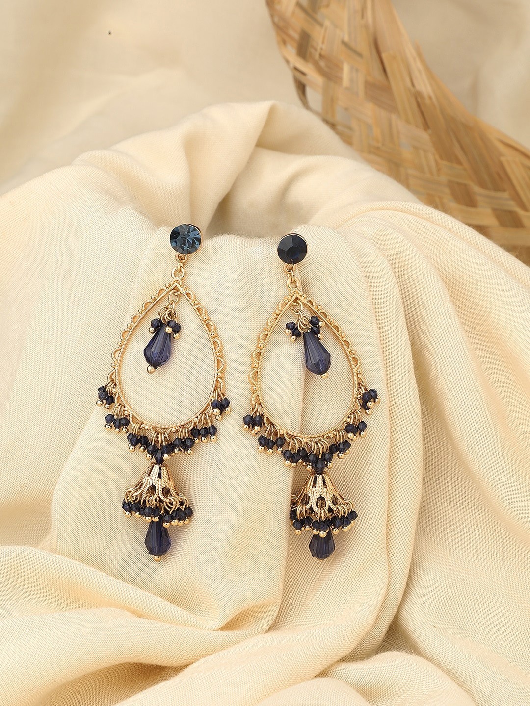 

Accessorize Navy Blue & Gold-Toned Contemporary Drop Earrings